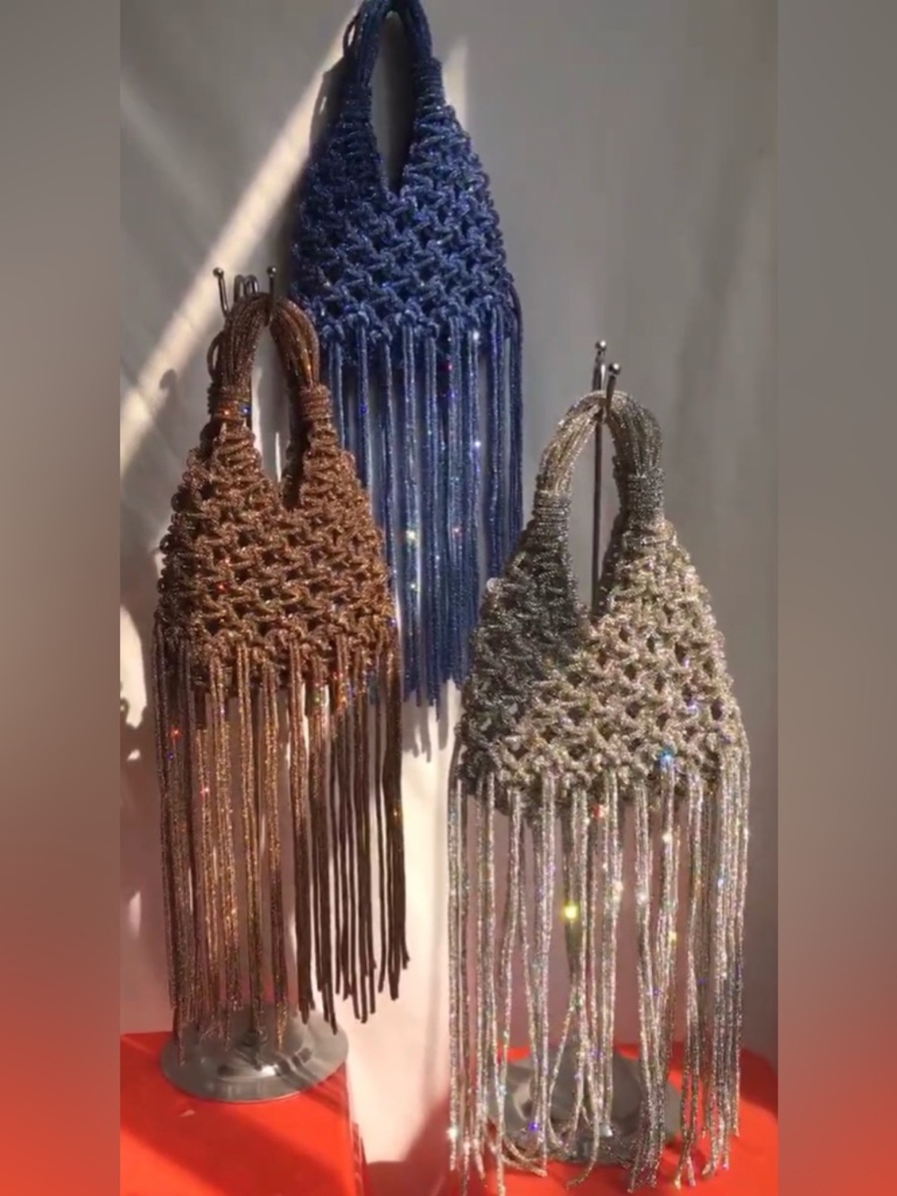 Rhinestone Fringe Bag: Blue, Gold, Black, Silver, (Your Choice of Many Colors!).